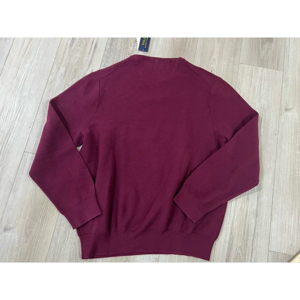 Polo Ralph Lauren Textured Cotton Crew Neck Sweater, Burgundy Red, XXL